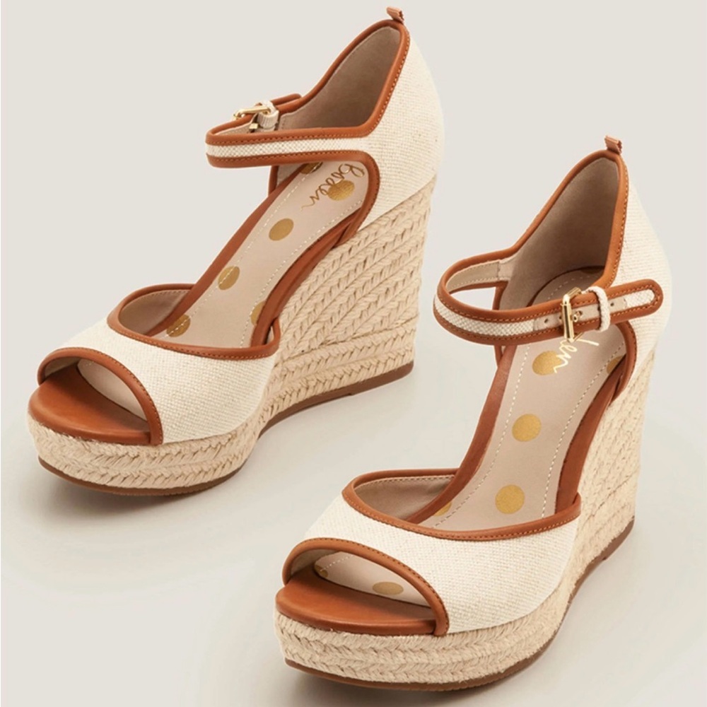 🌼 Boden Cream and Tan Espadrille Wedge Sandals - Picture 1 of 6
